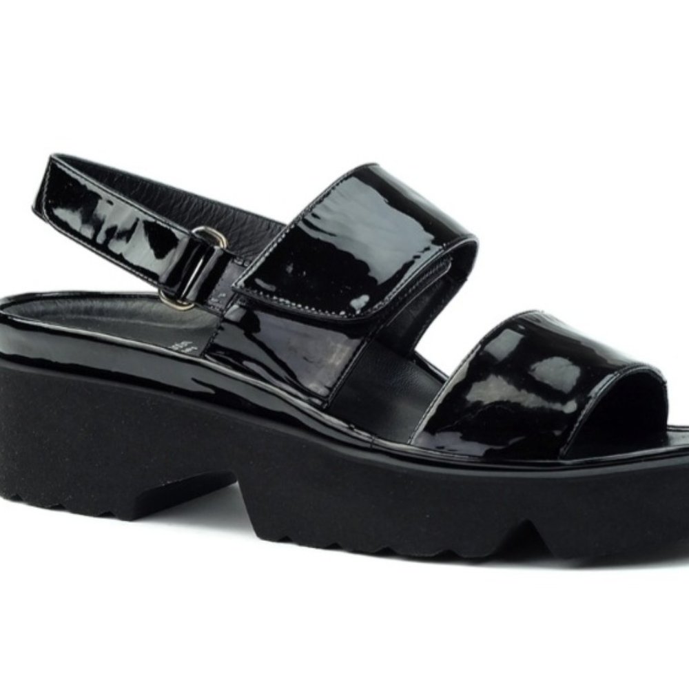 THIERRY RABOTIN BARTON  women's black patent leather platform sandal